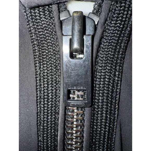 Diesel Black Nylon Moto Bomber Jacket Men’s L Full Zip Techwear Streetwear Soft - Picture 5 of 12